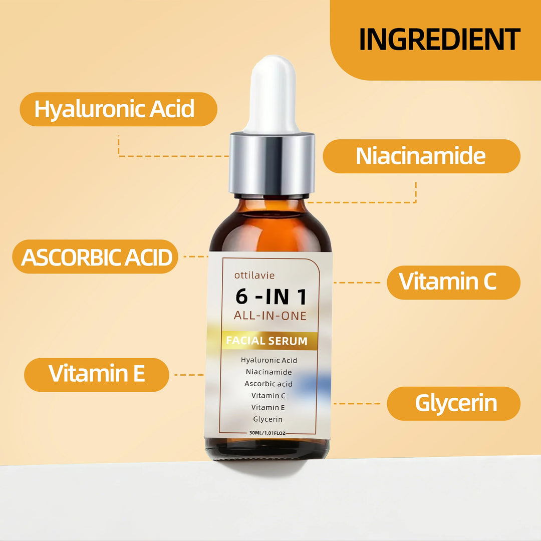 6 IN 1 ALL-IN-ONE FACIAL SERUM With Hyaluronic Acid + Niacinamide + Vitamin C/E