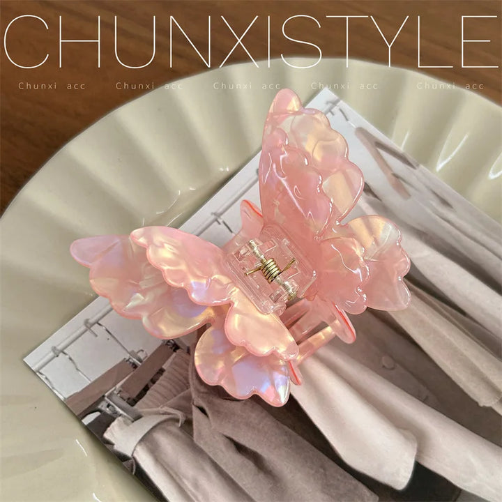 Fairy Butterfly Hair Claw Acetate Crab Hair Clip Summer Sweet Princess Shark Clip Coiled Hairpins Hairs Accessories French Retro