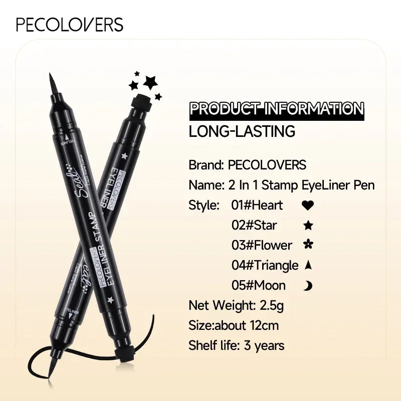 1PC Double-head Design, Waterproof, Beginner-friendly, Eyeliner Pen, Suitable for Christmas, Halloween, Valentine's Day Makeup