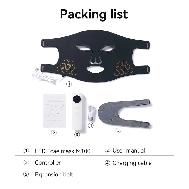 Hello Face Rechargeable Red Light Therapy Mask for Face & Neck  Infrared LED Mask Skincare Device for Glowing Skin