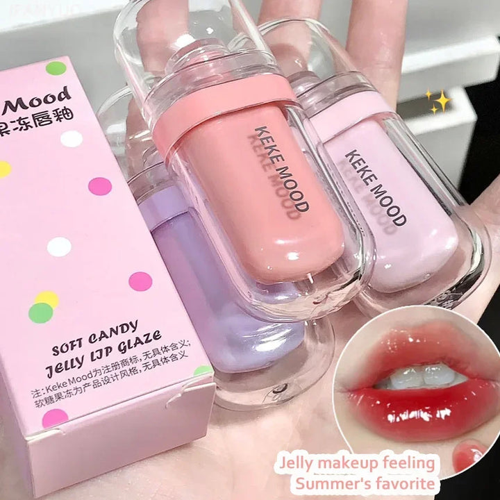 Crystal Glossy Lip Glaze Jelly Mirror Water Lip Gloss Lasting Moisturizing Sexy Lips Tint Korean Lip Glaze Girl Beauty Cosmetics