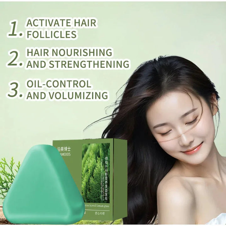 Usman Grass Platycladus Herbal Shampoo Soap Natural Hair Loss Treat Strengthens Roots Controls Oil Cleanses Scalp Hair Growth