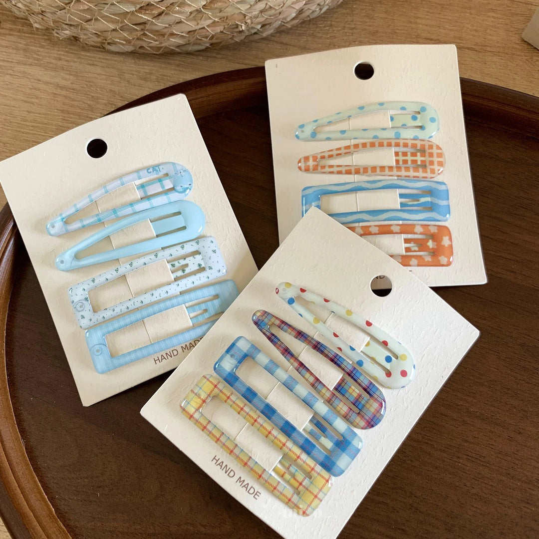 4Pcs Polka Dot Plaid Snap Hair Clips For Women Girls Colorful Geometric BB Clips Sweet Hairpin Strong Barrettes Hair Accessories
