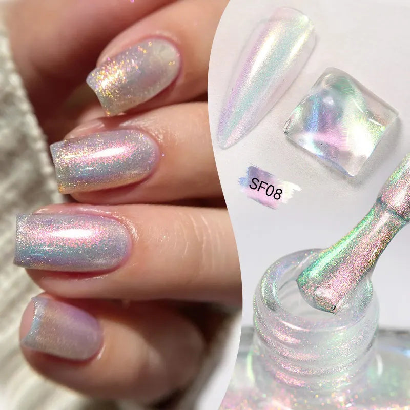 LILYCUTE 7ml Glitter Nail Polish Colorful Bright Sparkling Glitter Pearl Nail Art DIY Decoration No Need of Lamp to Cure
