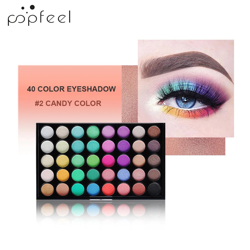 POPFEEL 40 Colors Eyeshadow Palette Long Lasting Easy Makeup Brown Eyeshadow Palette, Pink Eyeshadow Palette