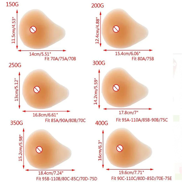 100g-600g1PCS Spiral Shape Postoperative Silicone False  Breast Form Artificial Breast Prosthesis for Mastectomy