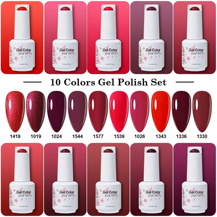 Clou Beaute 10/12/20/24pcs Gel Nail Polish Set Color 15ml White Glass Bottle Nail Art Kit Semi Permanent Gellack Nail Varnish