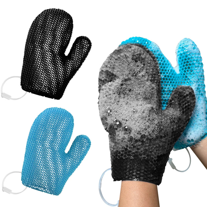 Set of 2 TPU Honeycomb Shower Gloves Skin-friendly, odourless, foamy and tear-resistant The first choice for family bathrooms.