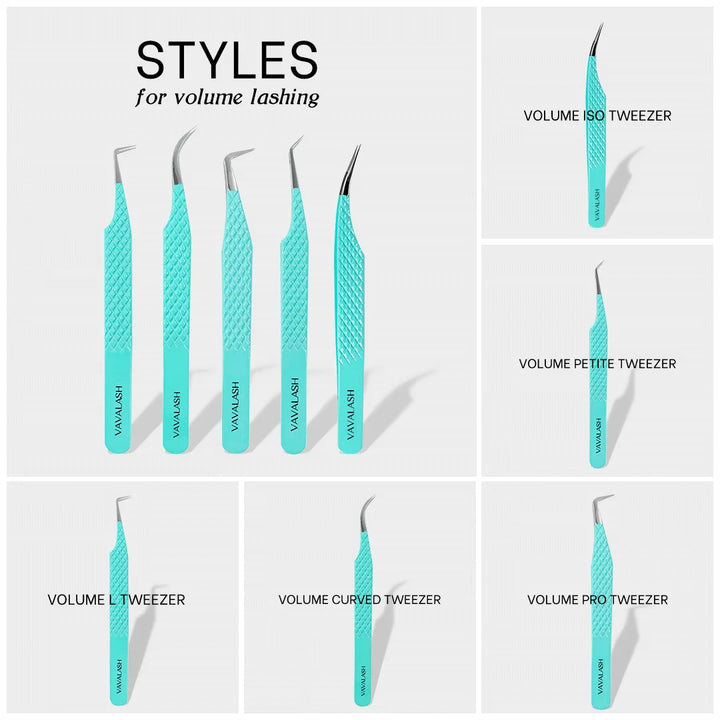 VAVALASH Anti-Slip Tweezers High-Density Stainless Steel Fiber Tip for Eyelash Extensions Eyebrow Professional Precision Makeup