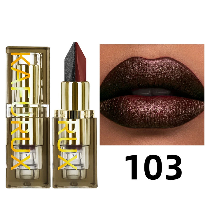 6 Color  Glitter Two-tone Lipstick Purple Black Matte1pc Lipsticks Cosmetics Easy to use Lip Tint Makeup Lip Beauty Red Pigment