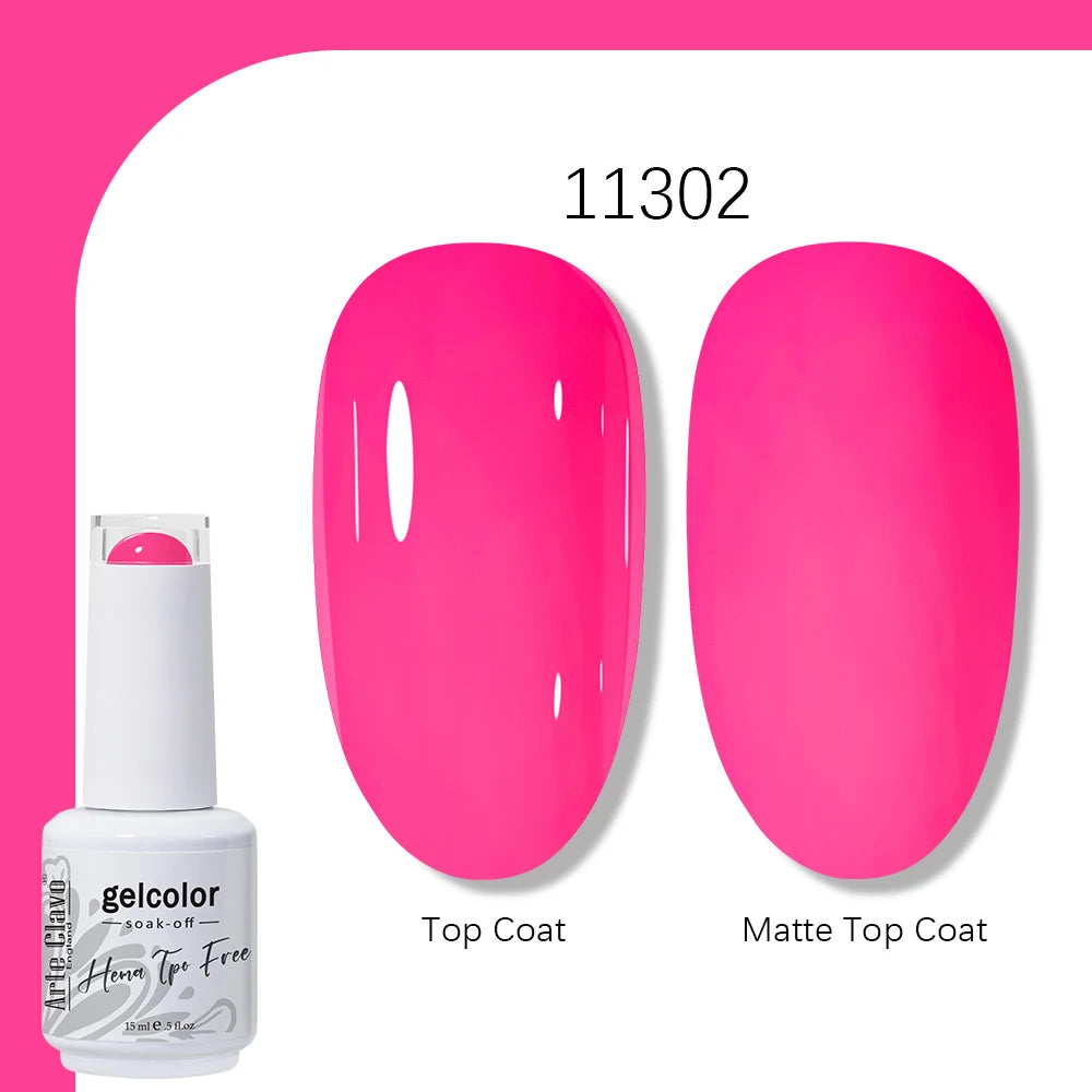 Arte Clavo Solid Color Gel Nail Polish 15ml Soak Off UV LED Gel Semi-Permanent Glitter Polish For Manicure Nail Art Salon Gel