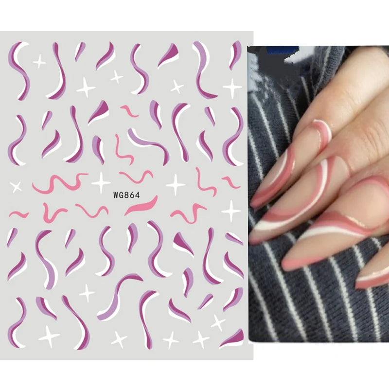 Nail Art Stickers Water Decals Eyes Stripe Nail Art Decorations for Manicure Accessories Press on Nails Foil Stickers and Decals