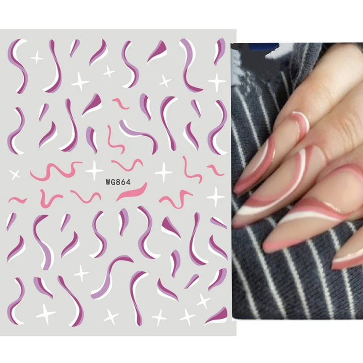 Nail Art Stickers Water Decals Eyes Stripe Nail Art Decorations for Manicure Accessories Press on Nails Foil Stickers and Decals