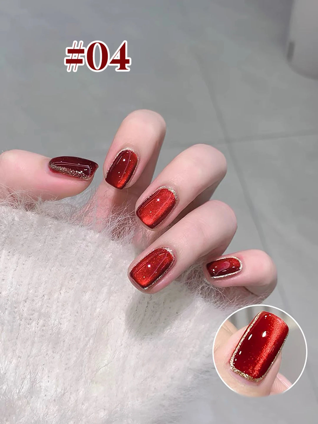 12ML 1-21PCS Autumn Nails Red through half the Sky Cat Eye Nail Glue Halloween New Whitening Glass Bead Cat Eye Nail Polish