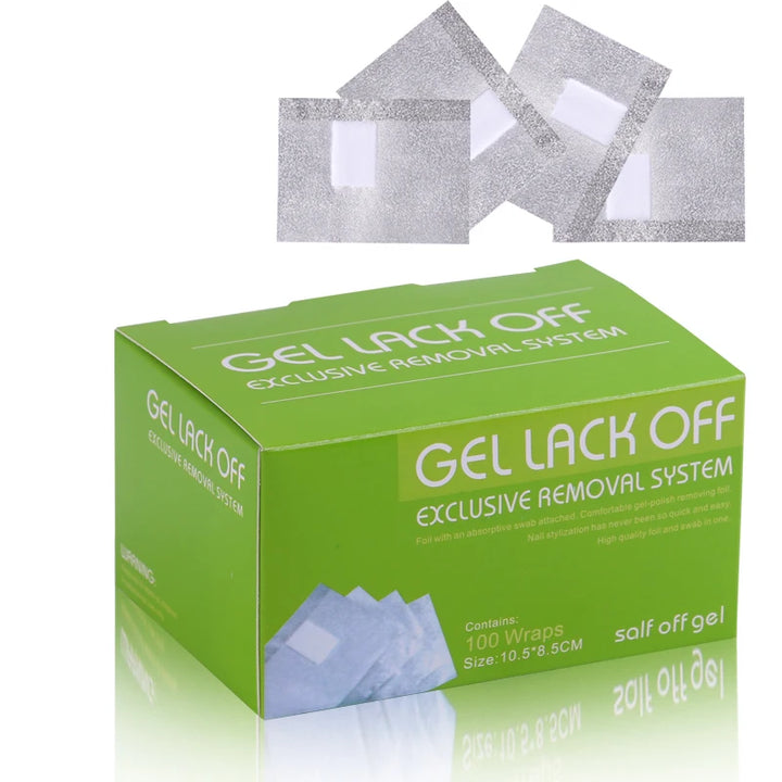 100Pcs/Box Aluminium Foil Quick Gel Polish Remover Pads Nail Art Soak Off Polish Nail Removal Wraps Nail Towel Manicure Tool #T&