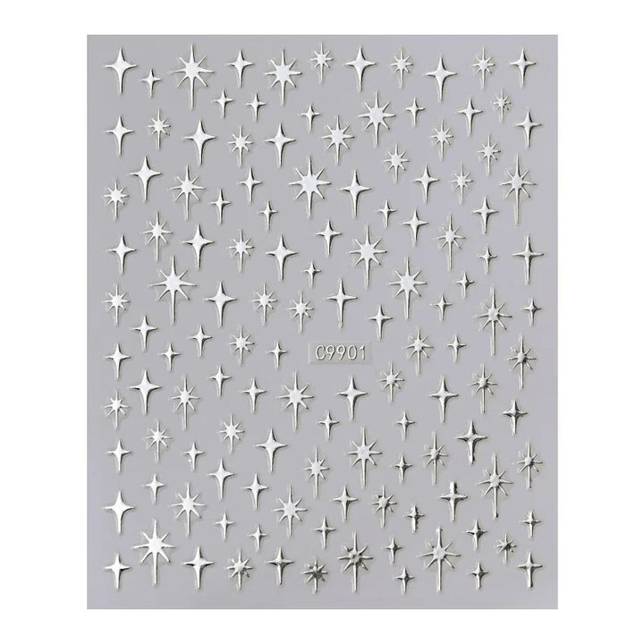 Metal Laser Holographic Star Nail Stickers, Disposable Self-Adhesive Resin Nail Decals for Women, Art Decor Accessories