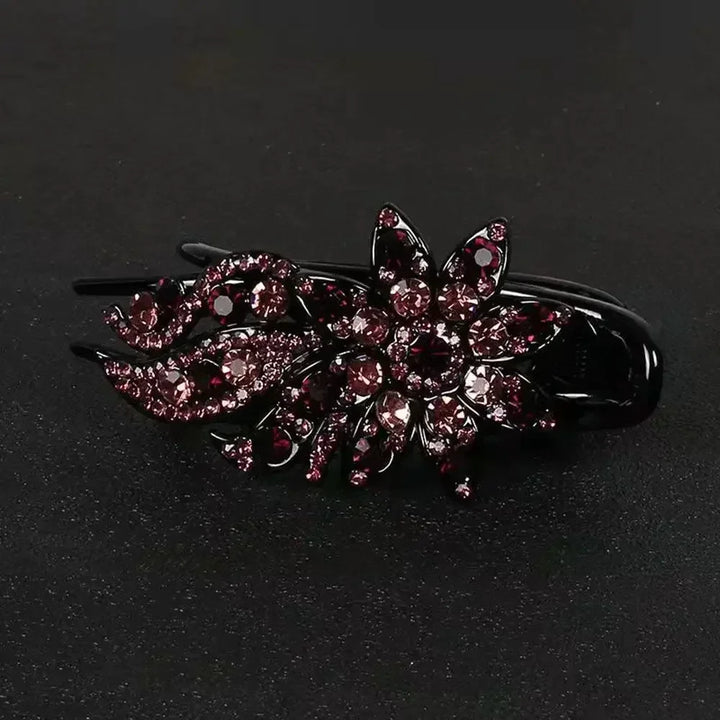 Shiny Rhinestone Hairpin Flower Leaf Duckbill Hair Claws Retro Hair Clips Accessories For Women Shinning Ponytail Headwear