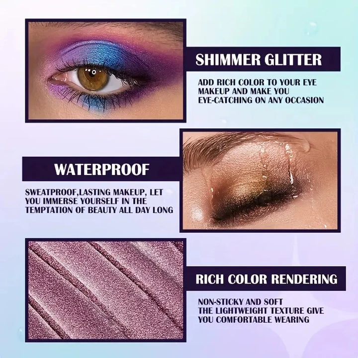 13-Shade Waterproof Liquid Eyeshadow Palette - High Shine  Long-Lasting & Smudge-Proof Makeup Set for Glamourous Looks glitter