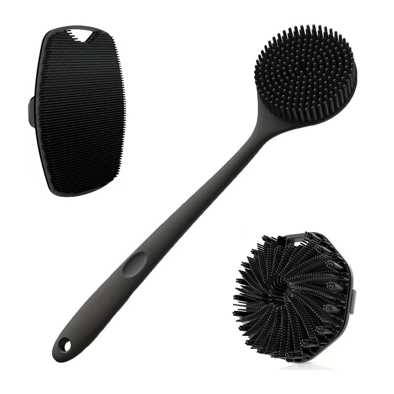 4-piece bath brush set Soft silicone bath brush with non-slip handle, easy to clean and rinse, perfect for use in the bath