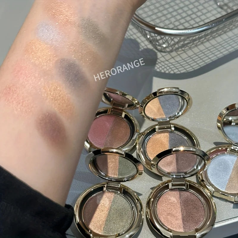 Herorange Two Tone Eyeshadow Smooth Matte Shimmer High Gloss Daily Party Festival Makeup Christmas Gift