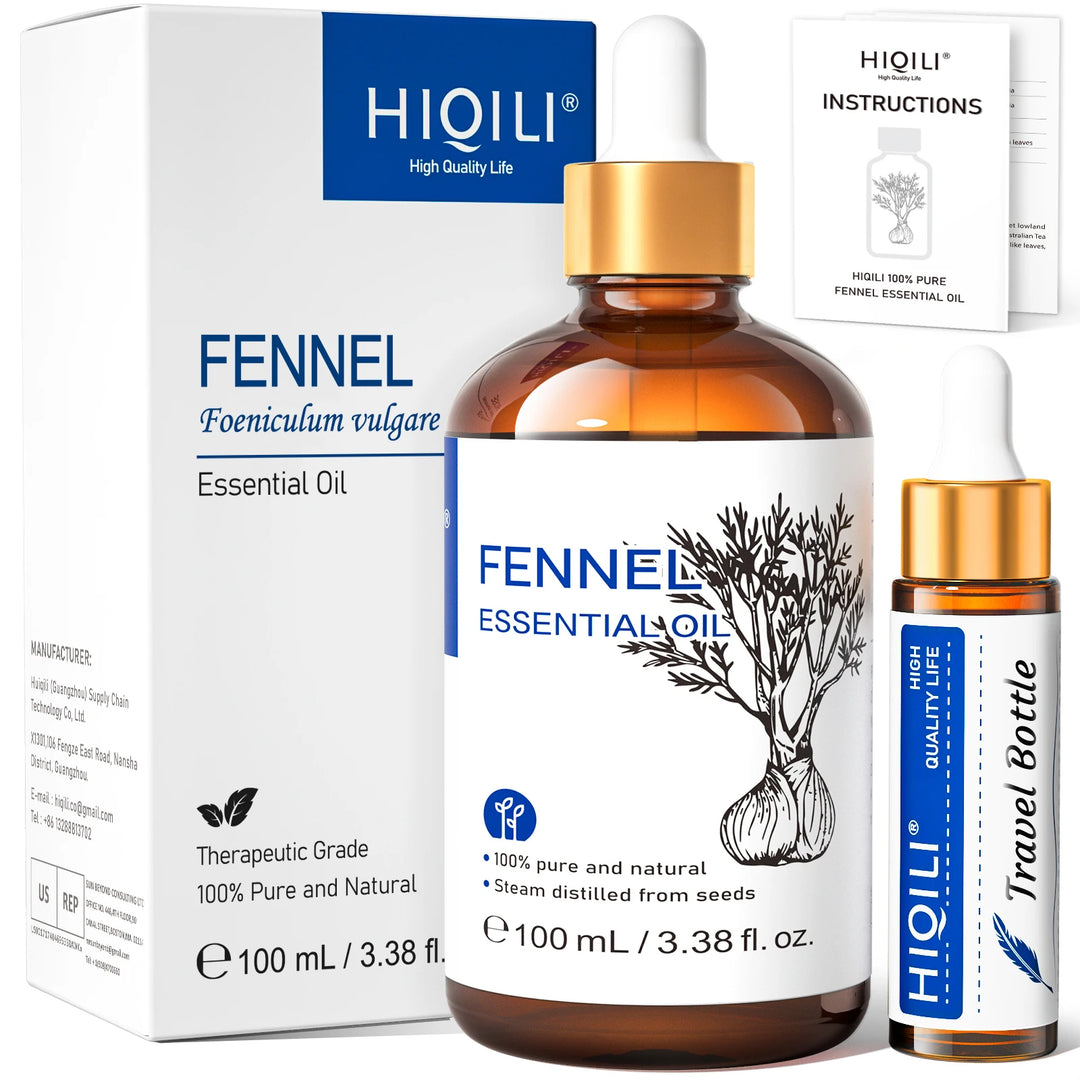 HIQILI Essential Oil Rose Geranium Lavanda Citronela Tea Tree vanille Body Oil Face Skin Care Massage 100ML/3.38fl.oz