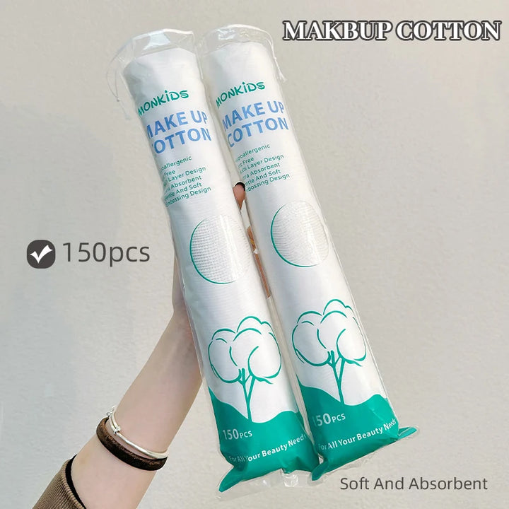 150PCS/300PCS professional round make-up, which can be used for daily cleaning, makeup removal and wet dressing.