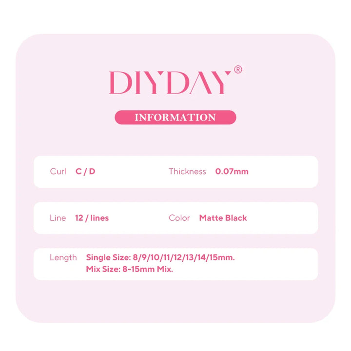 DIYDAY U-shaped YY Eyelash Extension Premium PBT Double Layer U Sahpe YY Lashes Ultra Soft Featherlight False Mink Eyelashes