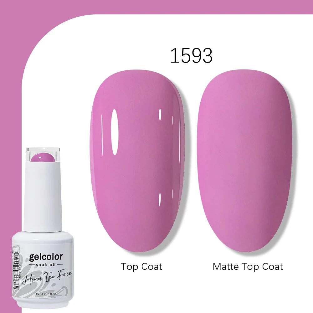 Arte Clavo Solid Color Gel Nail Polish 15ml Soak Off UV LED Gel Semi-Permanent Glitter Polish For Manicure Nail Art Salon Gel