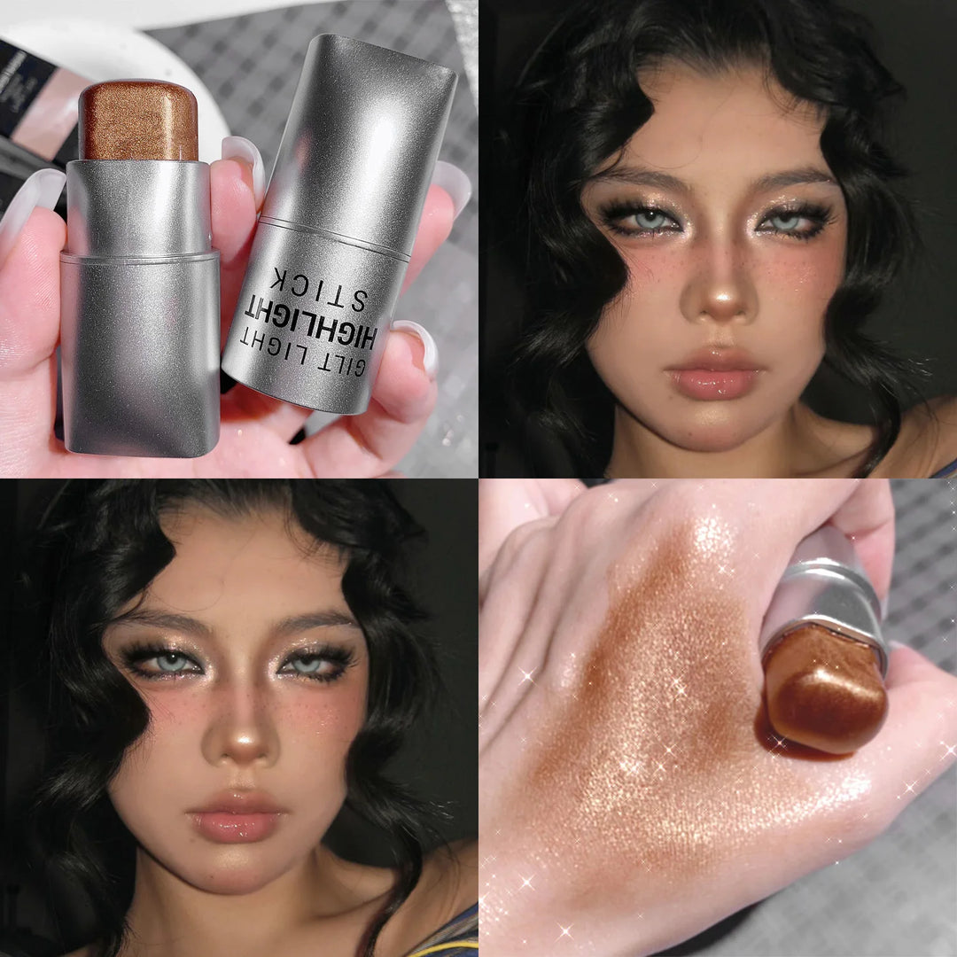 Clear highlighter stick, pearlescent fine shimmer, facial watery skin, natural contouring, brightening light and shadow highligh