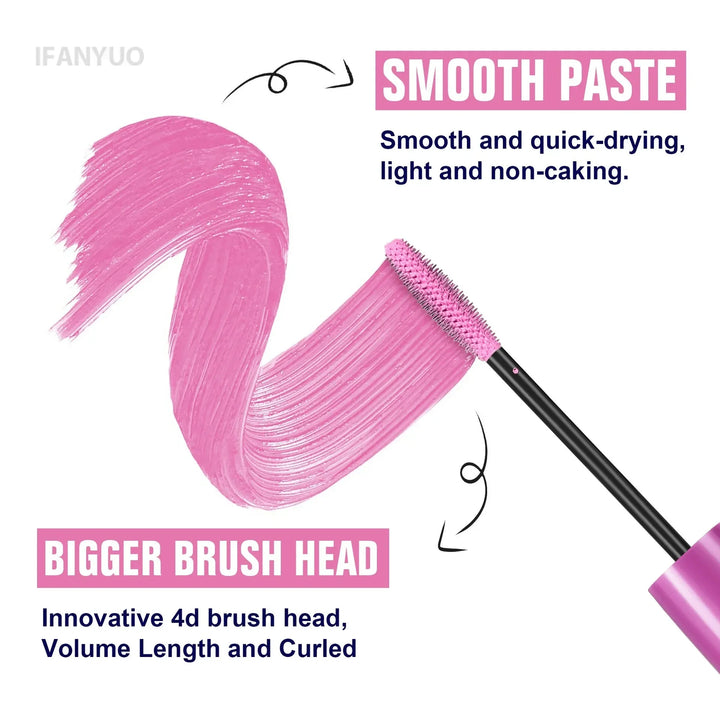 5D Colorful Silk Mascara Blue Red Black Cream Length Waterproof and Non-caking Colored Thickening Lengthening Curling Mascara