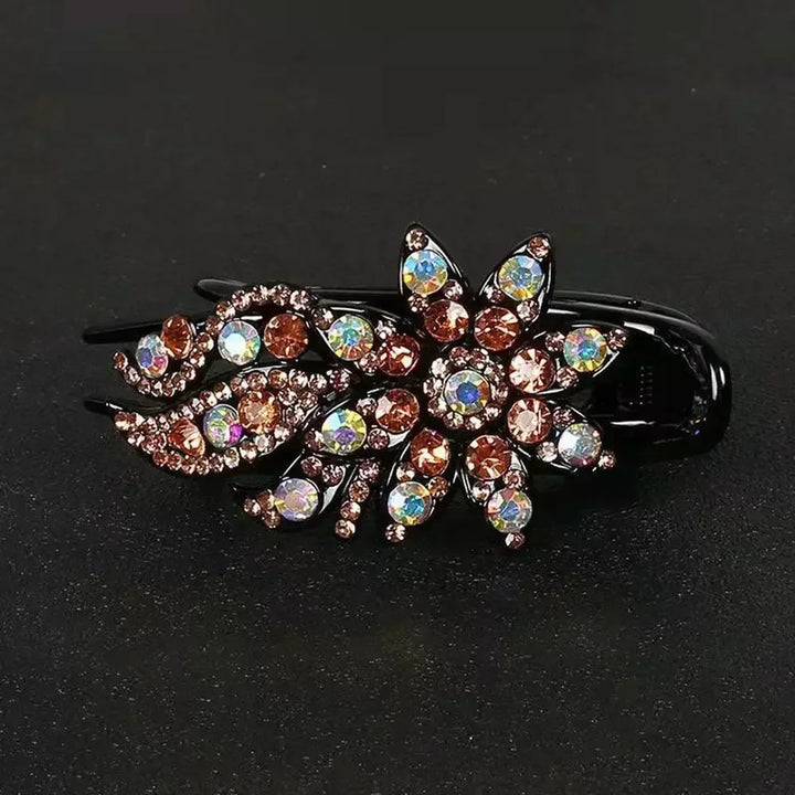 Shiny Rhinestone Hairpin Flower Leaf Duckbill Hair Claws Retro Hair Clips Accessories For Women Shinning Ponytail Headwear