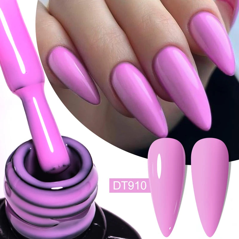 MEET ACROSS 7ml Jelly Nude Shimmer Rubber Base Gel Glitter Pink Purple UV/LED Nail Art Vernis Gel Polish for Manicure Nails DIY