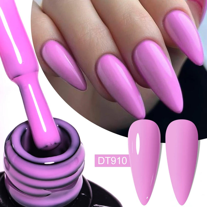 MEET ACROSS 7ml Jelly Nude Shimmer Rubber Base Gel Glitter Pink Purple UV/LED Nail Art Vernis Gel Polish for Manicure Nails DIY