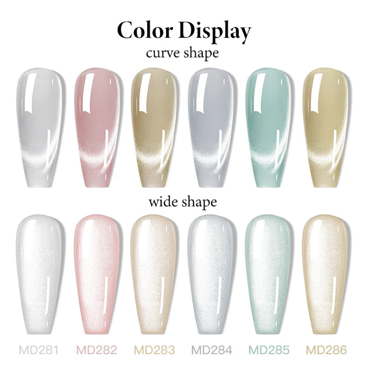 MSRUIOO 8ml Moonlight Cat Magnetic Nail Gel Polish Glitter Pink Silver Semi Permanent French Style Nail Art UV/LED Gel Varnish