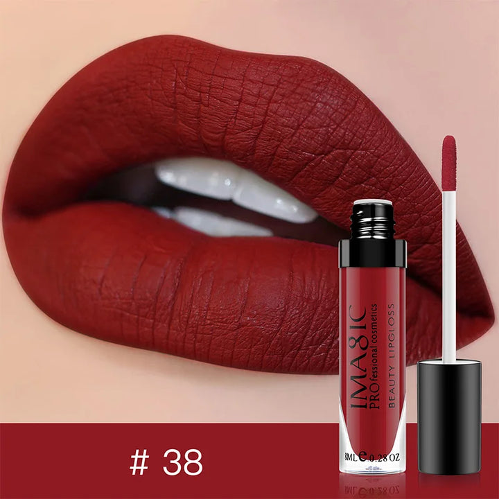 IMAGIC Lip Gloss Makeup Long Lasting Waterproof Lipstick Velvet Non-stick Cup 28 Colors Lip Tint Matte Sexy Red Liquid Lip Stick