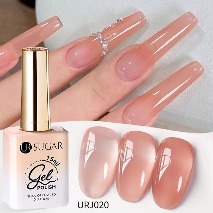 UR SUGAR 15ml Jelly Milky White Translucent Color Gel Polish Semi Permanent UV Gel Nail Art Soak Off Gel Varnish Latest Fashion