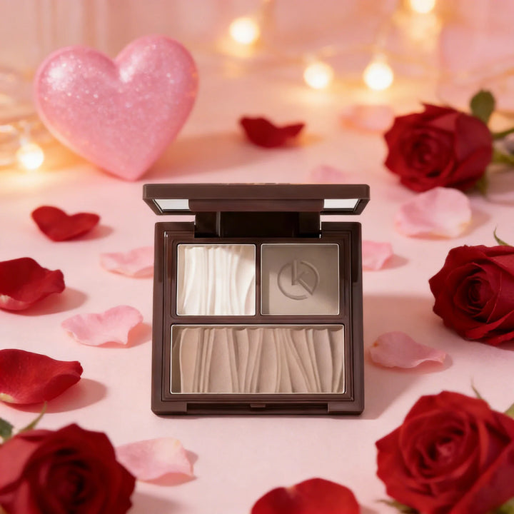 Natural Matte 3-in-1 Contour Palette - Highlighter Bronzer Blush Face Sculpting Powder Kit - Valentine's Day Makeup Gift Set