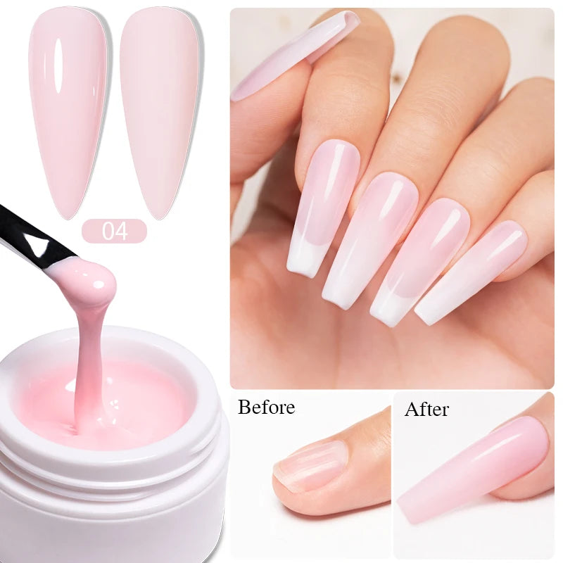15ml Extension Gel Nail Polish Hard Jelly Build Nail Gum Clear Nude Natural Color French Soak Off UV Construction Gel