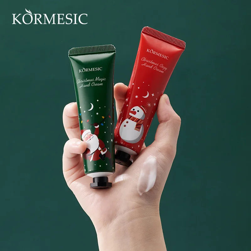 Christmas Moisturizing Gift Set - Hand Cream and Lip Balm, Hydrating Skin Care, Festive Present for Her, Family & Friends