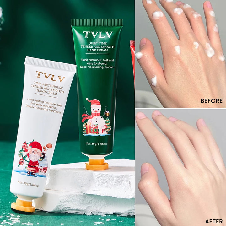 Christmas Moisturizing Skincare Set - Hydrating Hand Cream & Nourishing Lip Balm, Ideal Holiday Gift for Women with Dry Skin