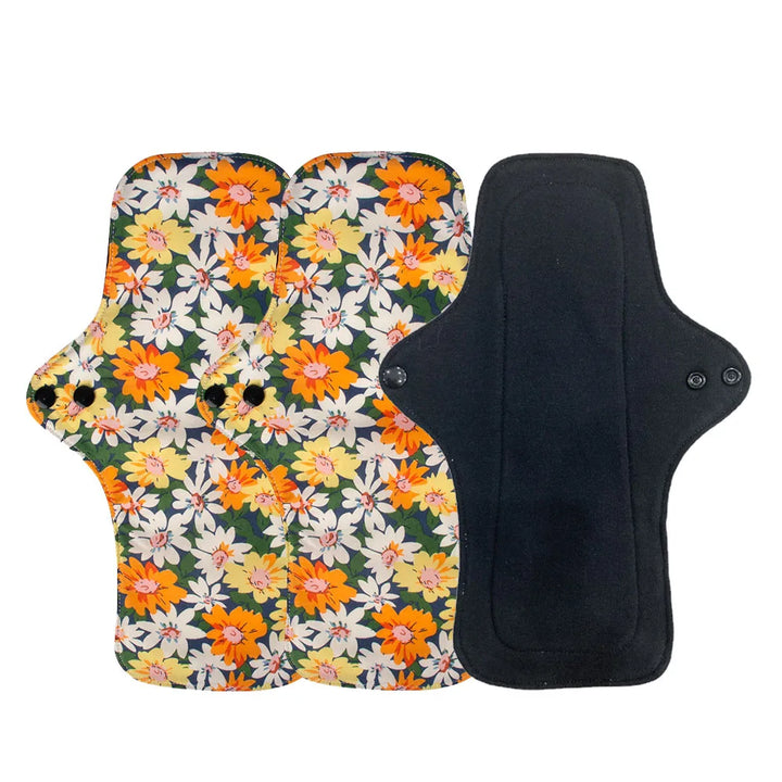 3PCS Washable Cotton Menstrual Pad Reusable Printed Maternal Sanitary Napkin Breathable Soft Care Pad 30cm 26cm 20cm to Choose