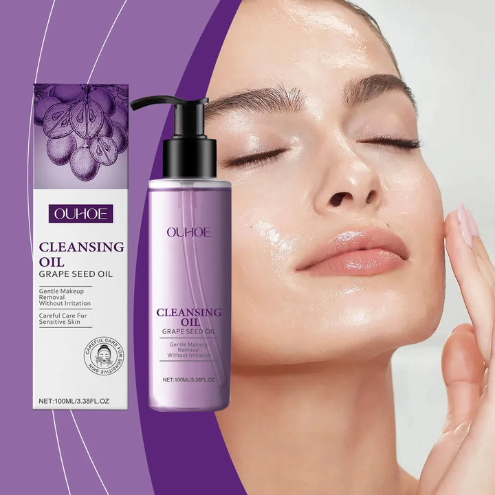 Grape Seed Cleansing Oil Nourish Moisturizing Face Smooth Soothe Dissolve Remove Makeup Not Irritaing Lightweight Cleansing Oil