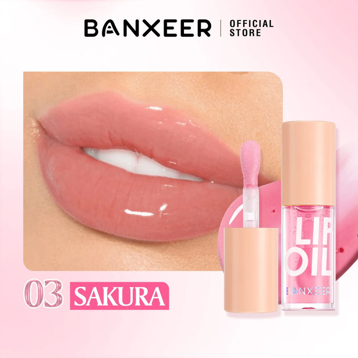 BANXEER Lip Oil Lip Gloss Moisturizing Fruit Flavoured Plumper Non-Sticky Long Lasting Repairing Primer Lip Balm Care Cosmetics