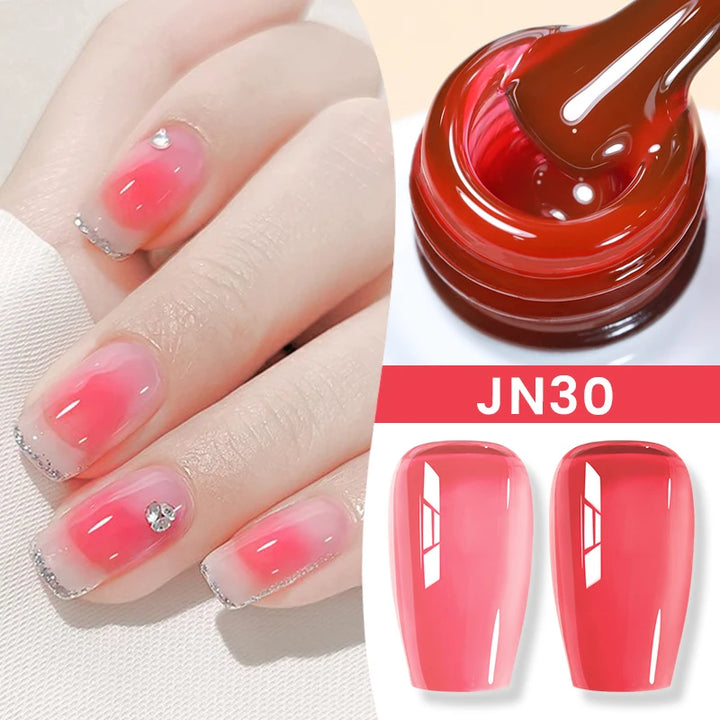 BORN PRETTY Jelly Nude Gel Nail Polish 10ml Light Pink Peach Translucent Color UV Light Cure Gel Varnish Nail Art DIY at Home