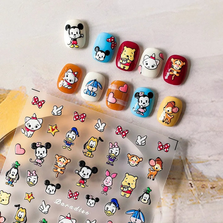 Disney Princess Cartoon 5D Nail Stickers Nail Art Decoration Frozen Snow White Nail Art Stickers Nail Supplies