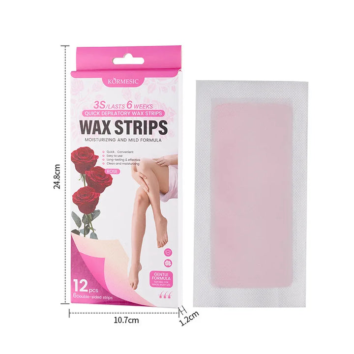 12 tablets/box Professional Hair Removal Wax Strips For Summer Depilation Double Sided Cold Wax Paper For Leg Body Useful