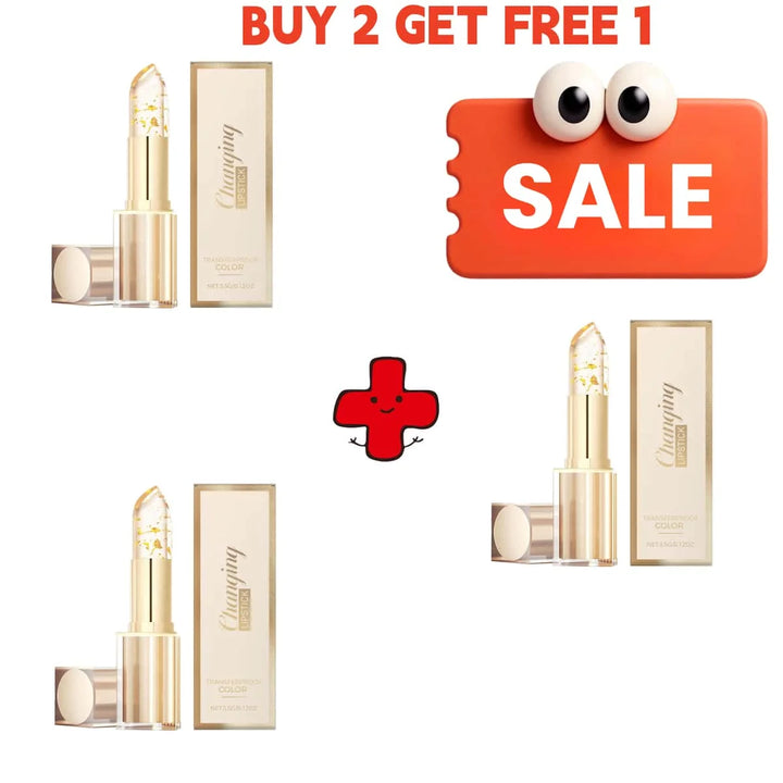 Color Changing Lipstick - Gilded Transparent, Transferproof Long Lasting Jelly Lip Balm with Deep Nourishment & Plumping Repair