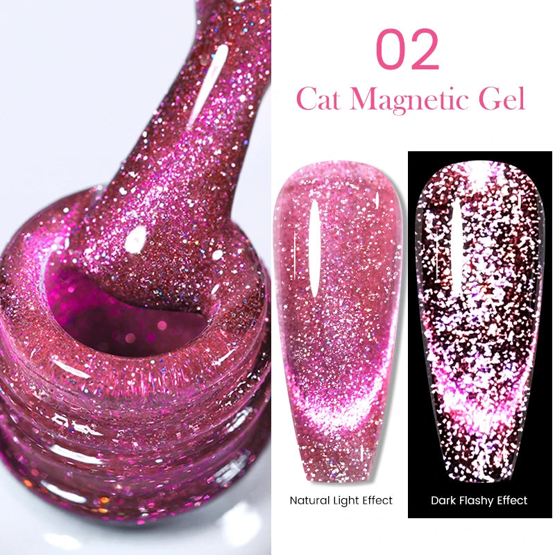 BORN PRETTY Sparkling Glass Bead Cat Magnetic Gel Nail Polish Flash White Spar Red Color Semi Permanent Soak Off UV Gel Varnish
