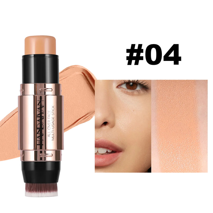 Double Head Highlighter Stick Contour Stick Waterproof Natural Silky Smooth Face Contouring for Nose Shadow With Makeup Brushes