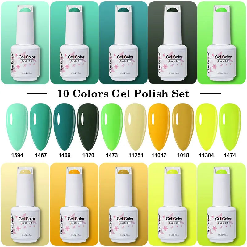 Clou Beaute 10/12/20/24pcs Gel Nail Polish Set Color 15ml White Glass Bottle Nail Art Kit Semi Permanent Gellack Nail Varnish